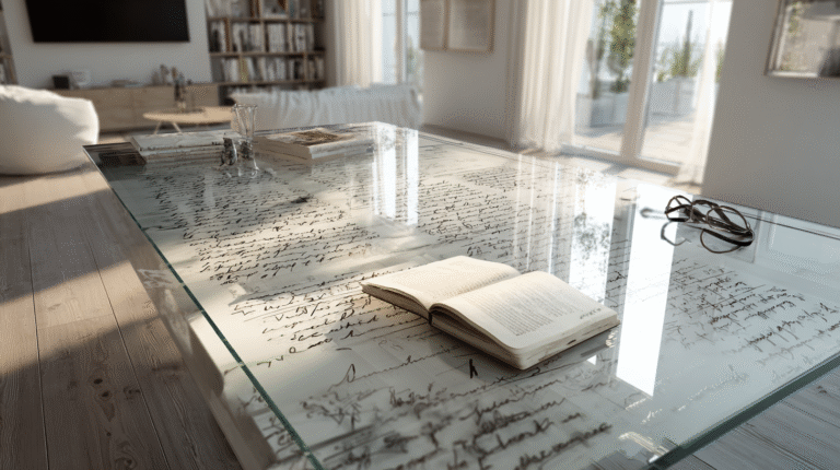 „FlexInk Desk“ – interaktiver E-Ink-Schreibtisch aus recyceltem Glas, der Handschrift digitalisiert und per Knopfdruck die Oberfläche wechselt